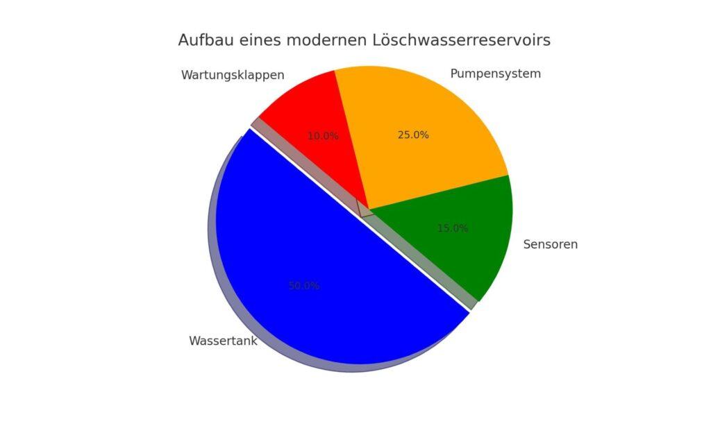 Das Diagramm zeigt die verschiedenen Komponenten eines modernen Löschwasserreservoirs und ihre prozentuale Bedeutung im Gesamtsystem.