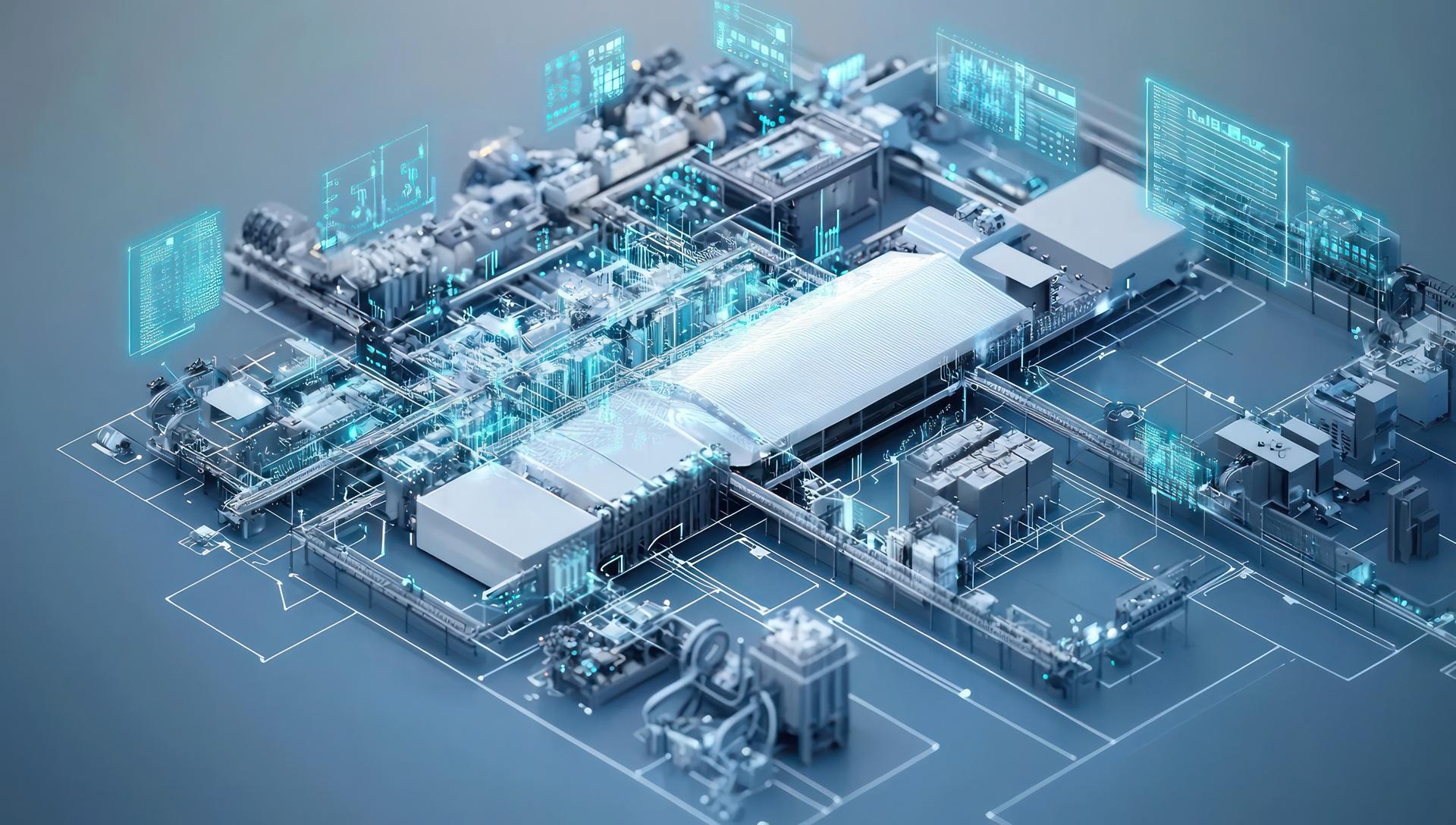 3D-Visualisierung einer vernetzten Fabrik | Papierpolster