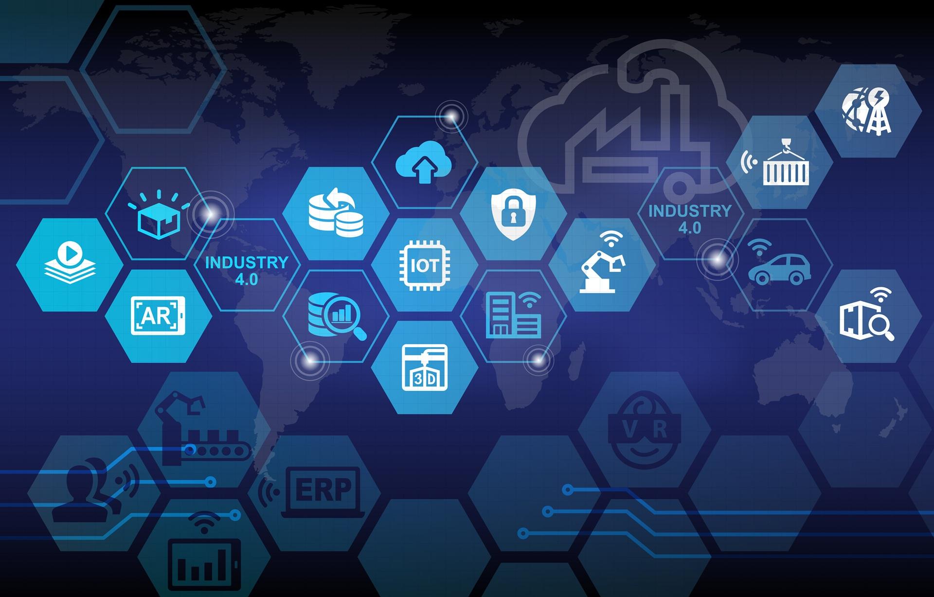 Technologie-Icons zu Industrie 4.0 | Papierpolster